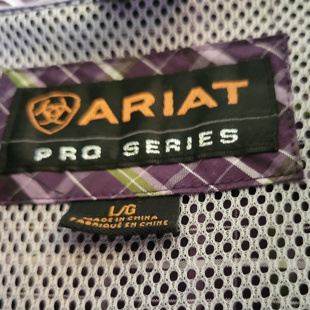 Ariat Men's Purple and Green Button Down Shirt - Picture 3 of 3